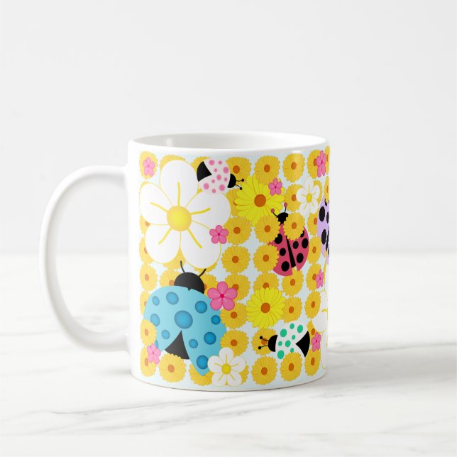 Nyckelpigor och blommor kaffemugg (Vänster)