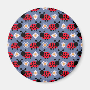Nyckelpigor och Tusenskönor Mönster Magnet