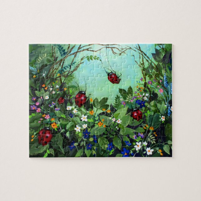 Nyckelpigor på lekpussel pussel (Horisontell)