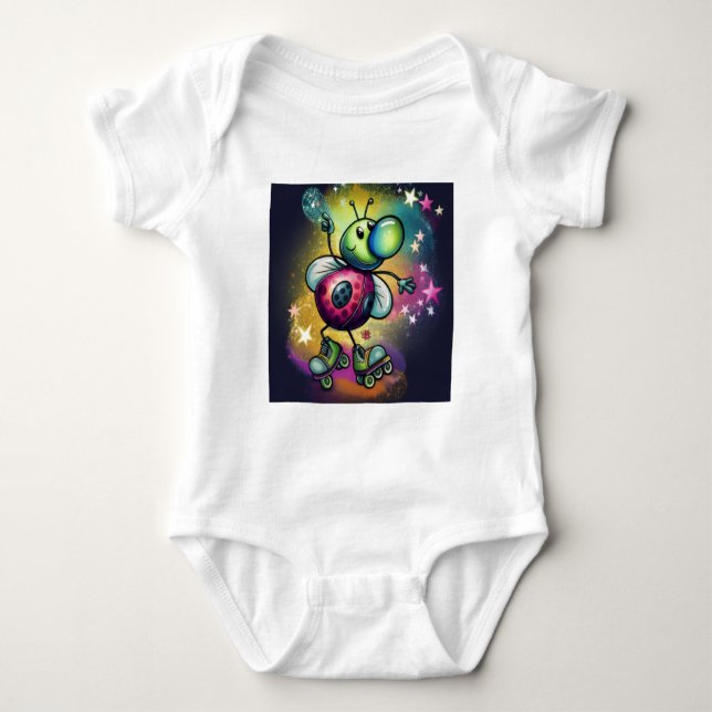 Nyckelpigorullskatta Baby Bodysuit T Shirt (Framsida)