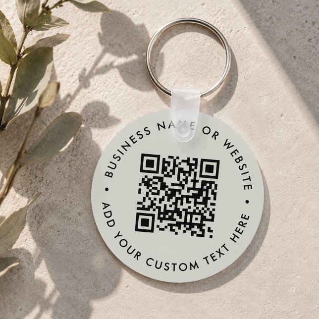 Nyckelring | Anpassad QR-kod Affärsreklam Tag (Interactive editable QR code keychains to promote your business, products or services.)