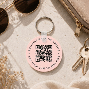 Nyckelring Anpassad QR-kod Blush Rosa Etikett
