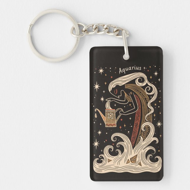 Nyckelring Aquarius Celestial Zodiac Art (Framsidan)
