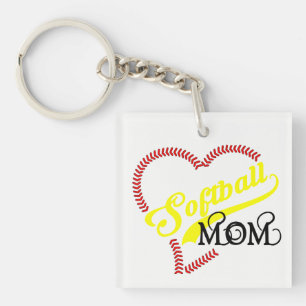 Nyckelring av ångstöt Heart Softball Mamma Seams B
