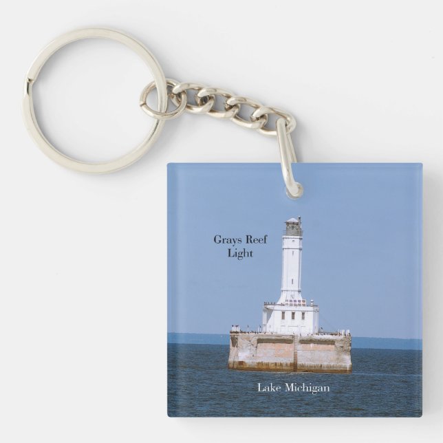 Nyckelring av grått Reef Light acrylic (Framsidan)