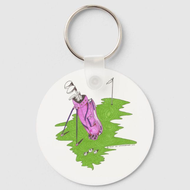 Nyckelring - Dam Rosa Golf Bag (Framsida)