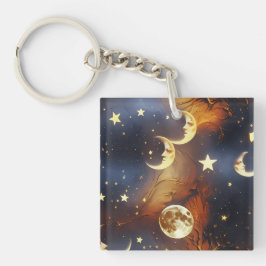 Nyckelring - Eldig Orange Celestial Måne