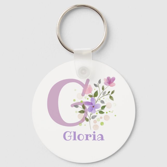 Nyckelring eller nyckelband i blomsterdesign med n (Framsida)