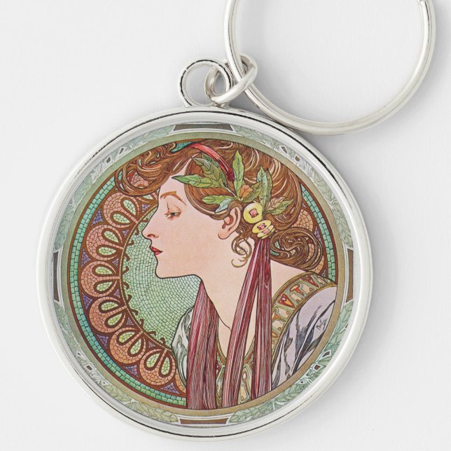Nyckelring för Alphonse Mucha lagrarart nouveau (Framsidan)