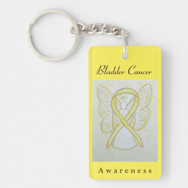 Nyckelring för " Bladder Cancer Awareness" Ribbon  (Framsidan)