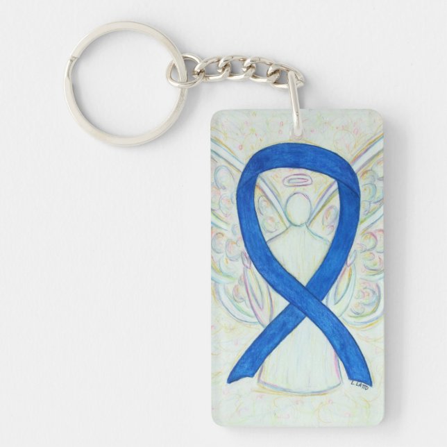 Nyckelring för Blue Awareness Ribbon Angel (Framsidan)