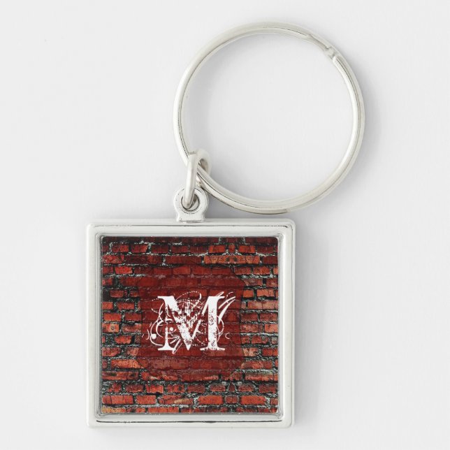 Nyckelring för brickmurgrunge Shabby chic Monogram (Framsidan)