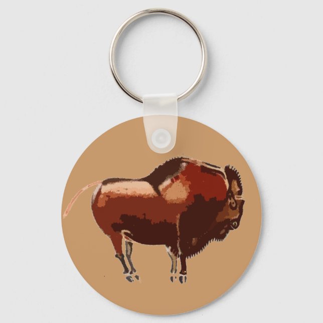Nyckelring för målat Bison (Framsida)
