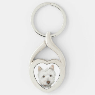 Nyckelring för metall för Westie hund konst vrid