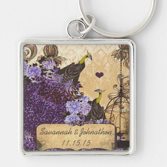 Nyckelring för muskelsjukdom Eggplant Peacock Dama (Framsidan)