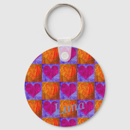 Nyckelring för personlig-knapp - Hjärtpunkter för 