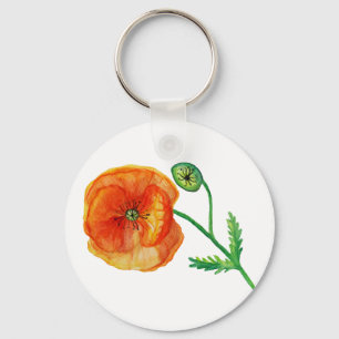 Nyckelring för Red Poppy Flower Power Button