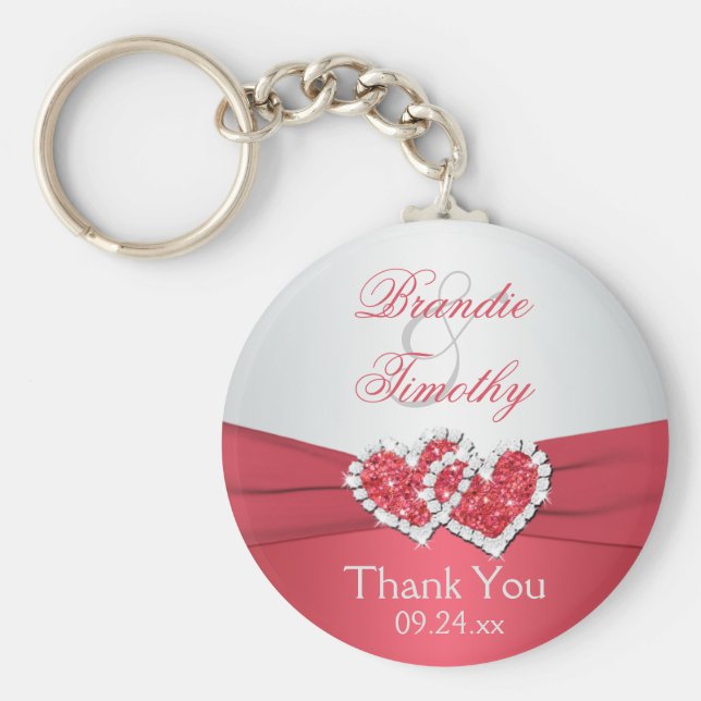 Nyckelring för Rosa av koraller och Grått-bröllop  (Framsidan)