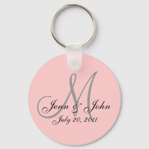Nyckelring för Rosa av monogram Bröllop Bride Groo