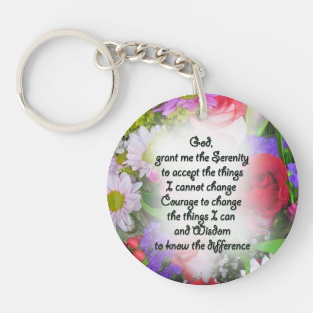 Nyckelring för Serenity Prayer-Blommigt (Framsidan)