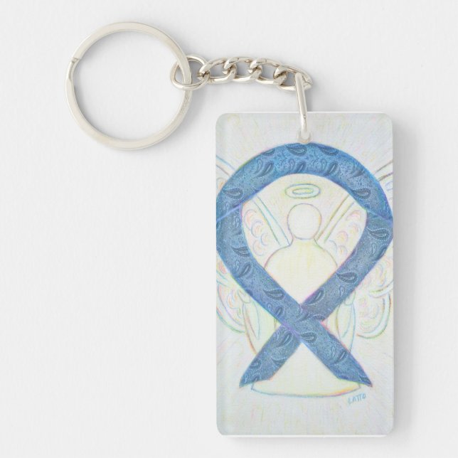 Nyckelring för sköldkörtelmedvetenhet Ribbon Angel (Framsidan)
