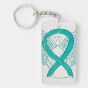 Nyckelring för Teal Awareness Ribbon Angel