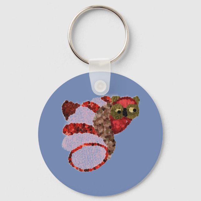 Nyckelring för Uggla Round Button (Framsida)