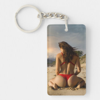 Nyckelring för vackert Beach Babe Sexy Photo