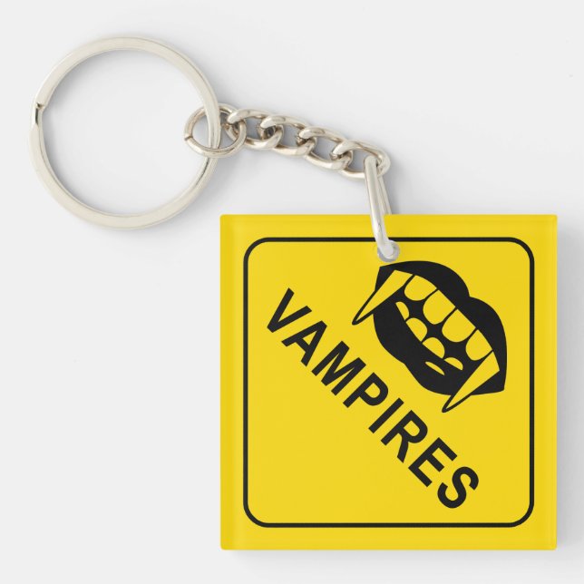 Nyckelring för Vampres Warning Sign (Framsidan)