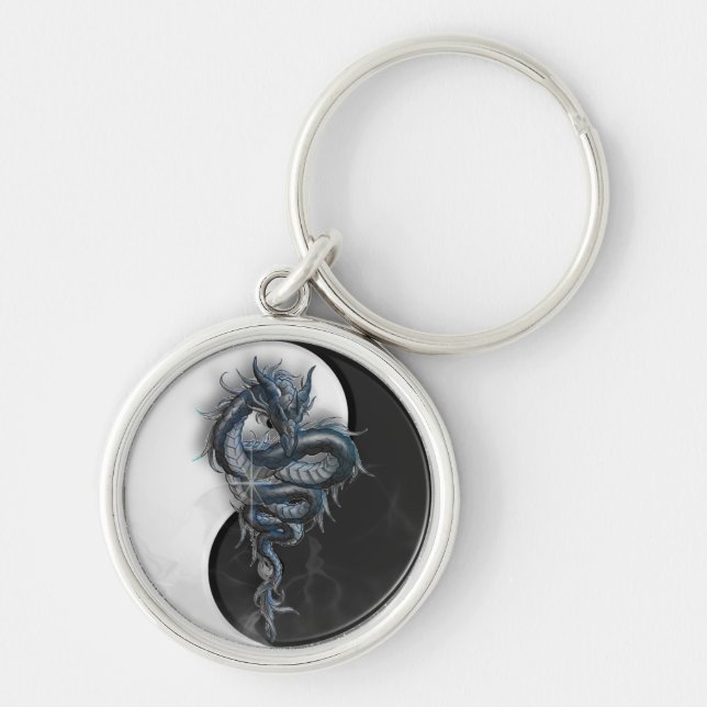 Nyckelring för Yin Yang kinesisk drakerunda (Framsidan)