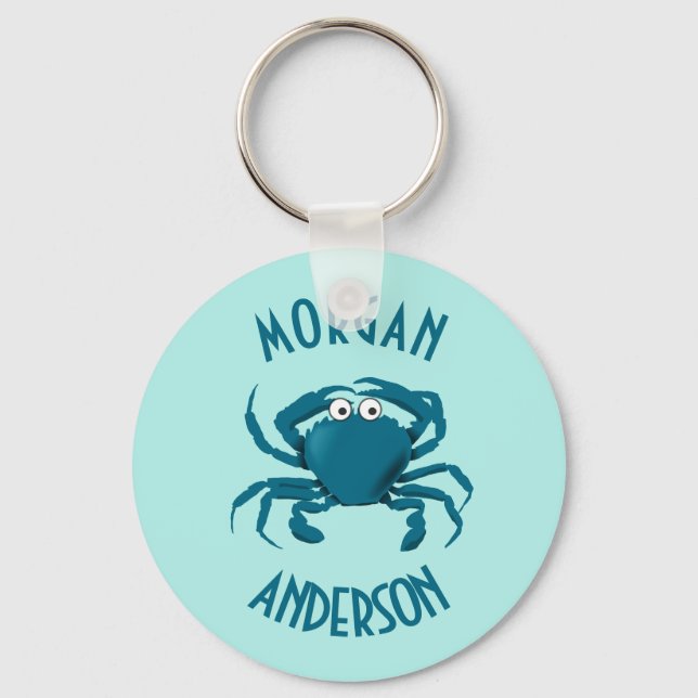 Nyckelring - Gift med Blue Crab Beach Theme Keycha (Framsida)