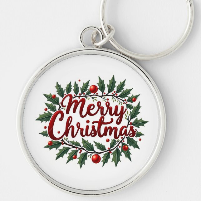 Nyckelring | Glad jul firande krans (Framsidan)