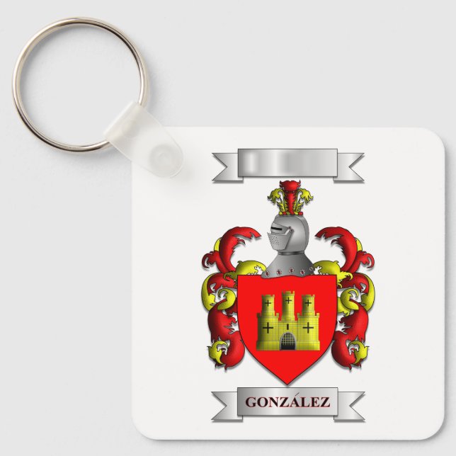 Nyckelring Gonzalez Efternamn Och Sköld (Framsida)