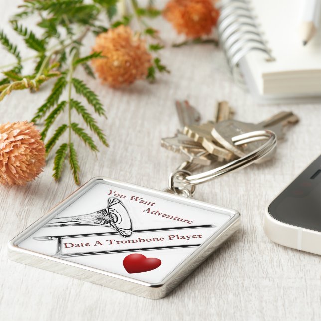Nyckelring Keychain för Trombonespelaremusiker (Sidan)