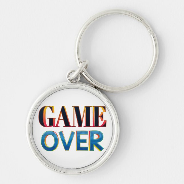 Nyckelring med "Game Over" i fet, färgglad bokstav (Framsidan)