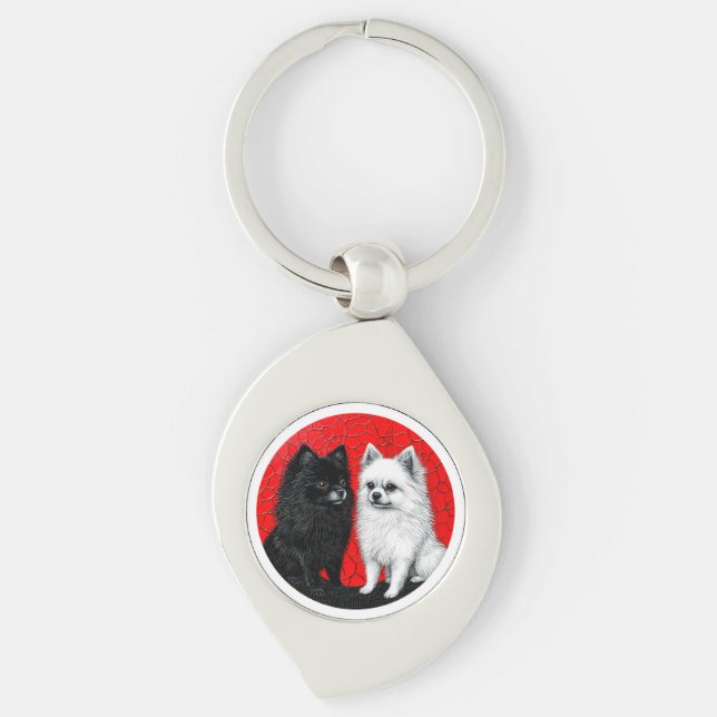 Nyckelring med Japansk Spitz Hund - Gåva till hund (Framsidan)