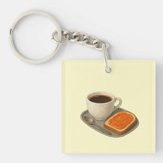 Nyckelring med kaffe och rostat bröd