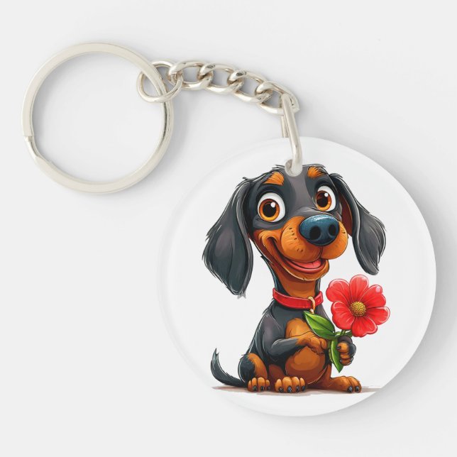 🐶 Nyckelring med kärlek till Dachshund för hundäl (Framsidan)