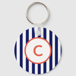 Nyckelring med marinrandig monogram
