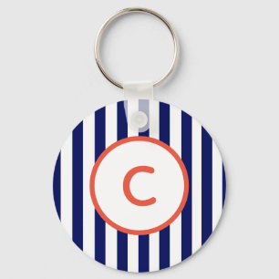 Nyckelring med marinrandig monogram
