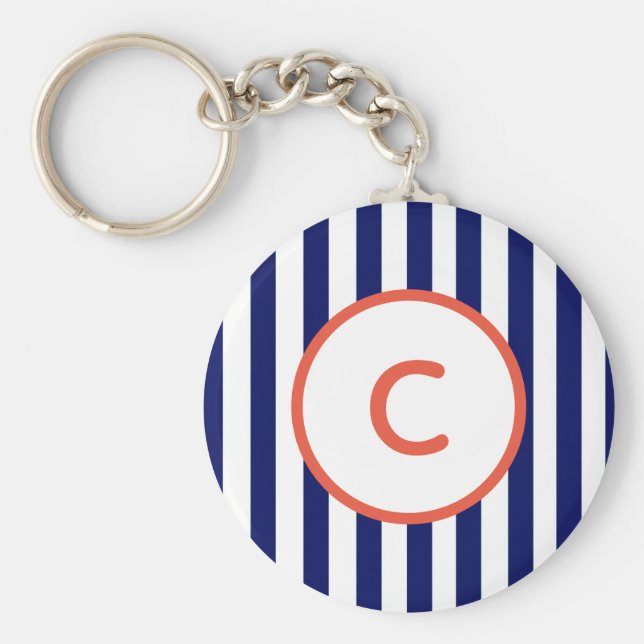 Nyckelring med marinrandig monogram (Framsidan)