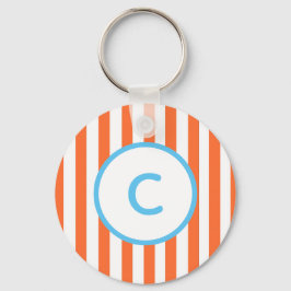 Nyckelring med orange randig monogram