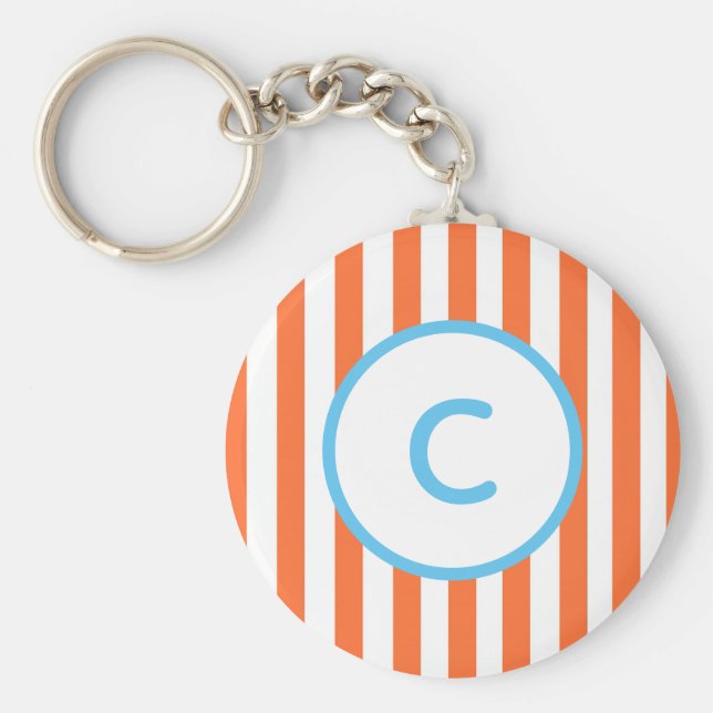Nyckelring med orange randig monogram (Framsidan)