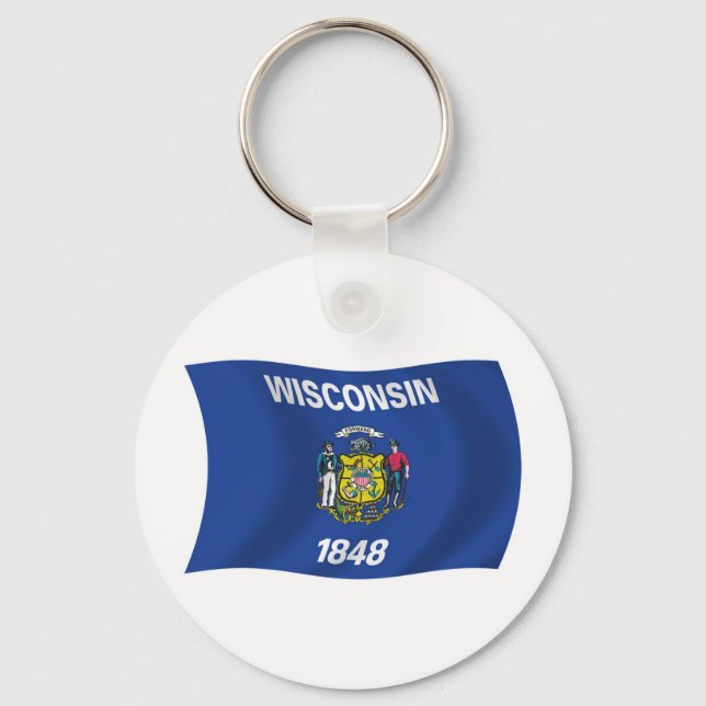 Nyckelring med Wisconsins flagga (Framsida)