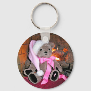 Nyckelring Nalle Rosa Santa Hat & rosa-band