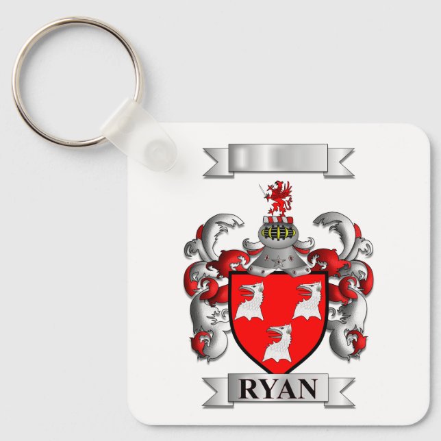 Nyckelring Ryan Efternamn Och Sköld (Framsida)