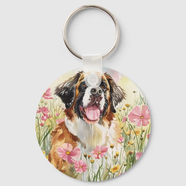 Nyckelring – Saint Bernard Hund Nyckelring (Framsida)