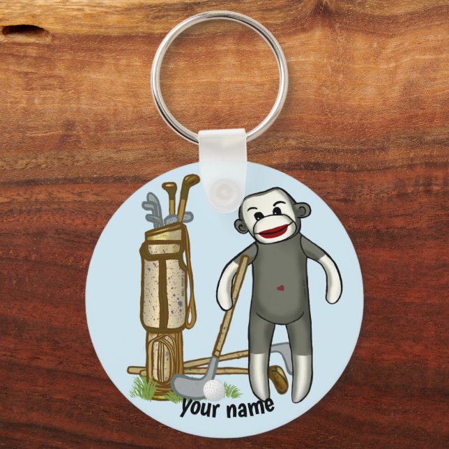 Nyckelring Sock Monkey Golf (Framsida)