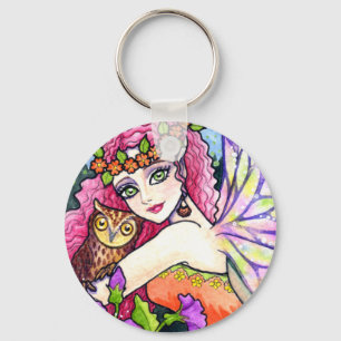 Nyckelring Uggla Flower Fairy Fantasy av Ann Howar