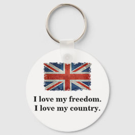 Nyckelring - Union Jack Flagga with Patriotic Slog